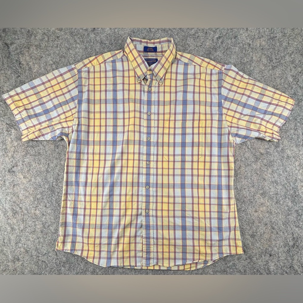 Pendleton | Yellow Plaid Short Sleeve‎ | 100% Cotton Shirt | Men’s Size XL